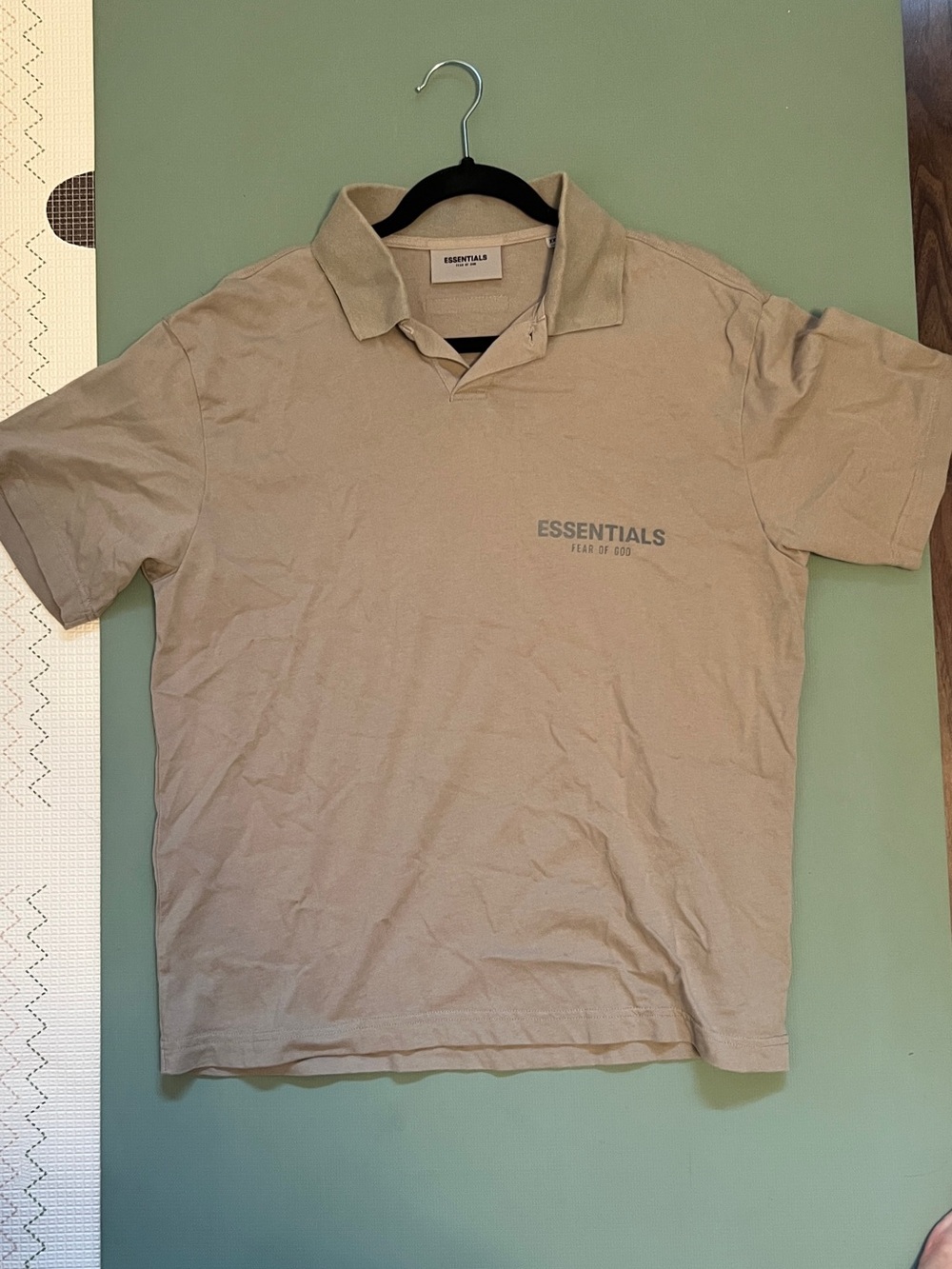 ESSENTIALS Men’s Tan Polo Shirt with Chest Logo